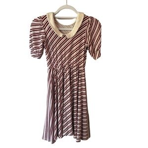 Little & Lively Striped Puff Sleeve Dress Size 9/10 Christmas Holiday Festive